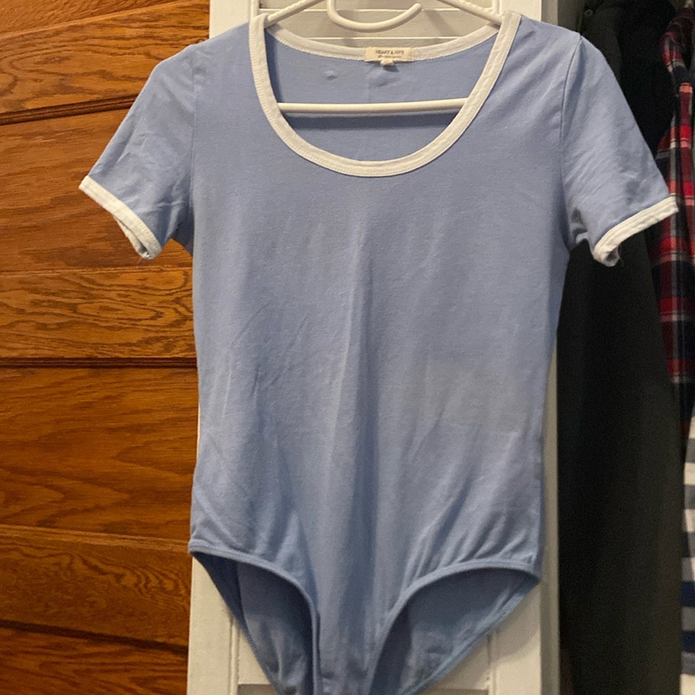 Blue/white body suit